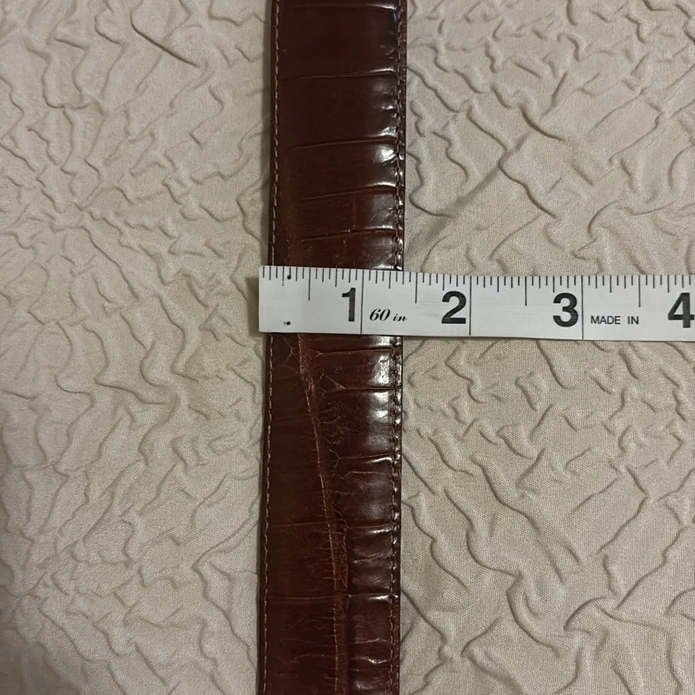 Brighton Brown Leather Belt with Pearl Like Ornate Silver Buckle Style #M 23507